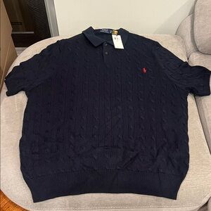 Polo by Ralph Lauren Men's Navy Cable Knit Polo